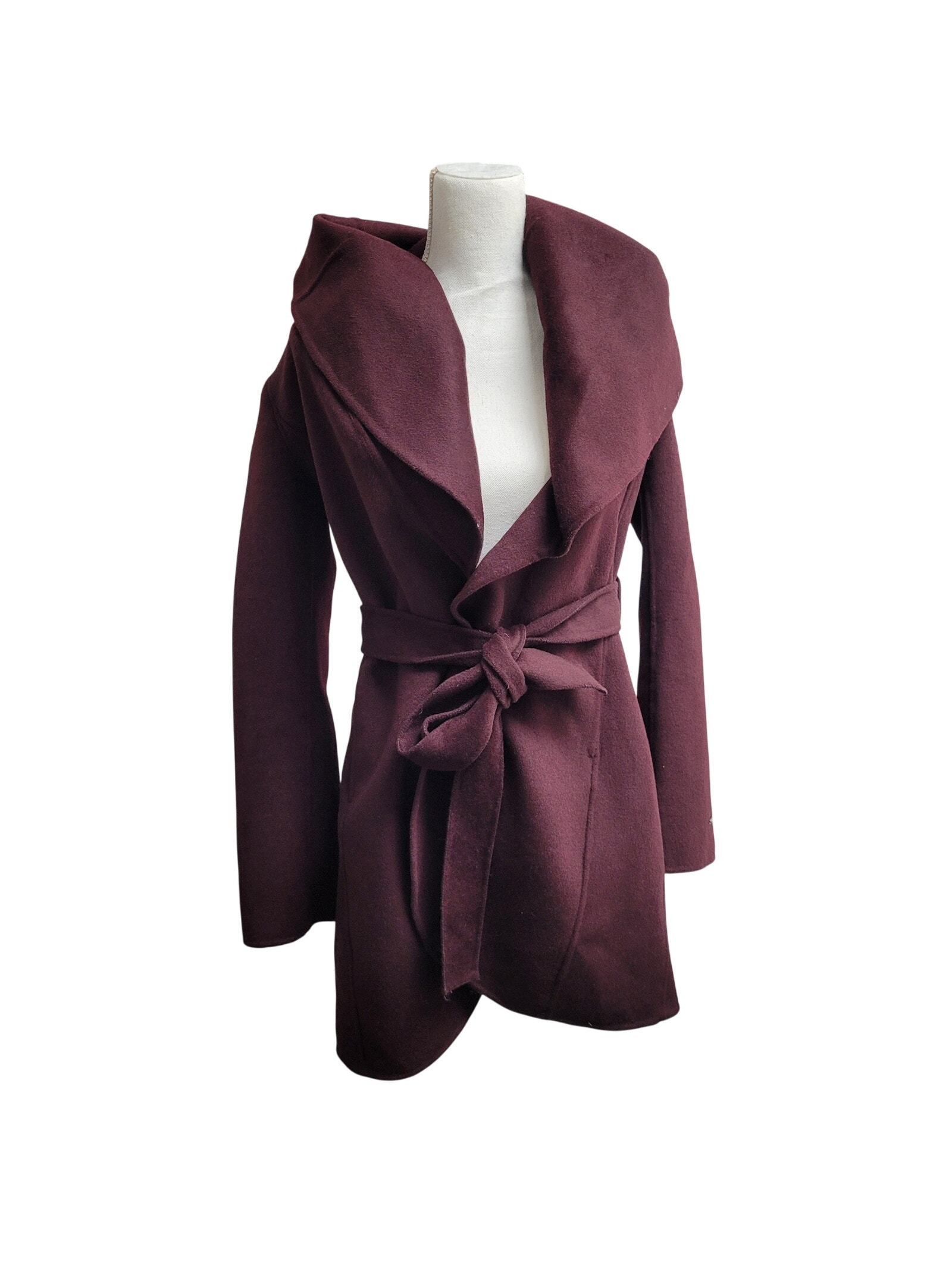 Tahari Purple Wool Wrap Coat Oversized Collar